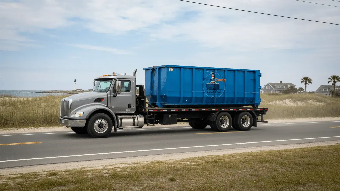 dumpster on the road